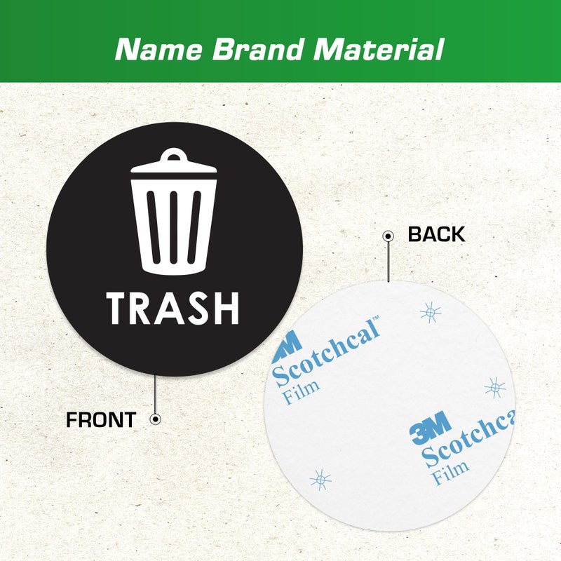 Pixelverse Design Recycle Stickers for Trash Bins - 6"x6" Round Decals, 4 Pack Set - Recycling Sticker for Trash Can - UV-Resistant Waste Management for Indoor, Outdoor, Kitchen, Office, and Public Spaces - Image 3